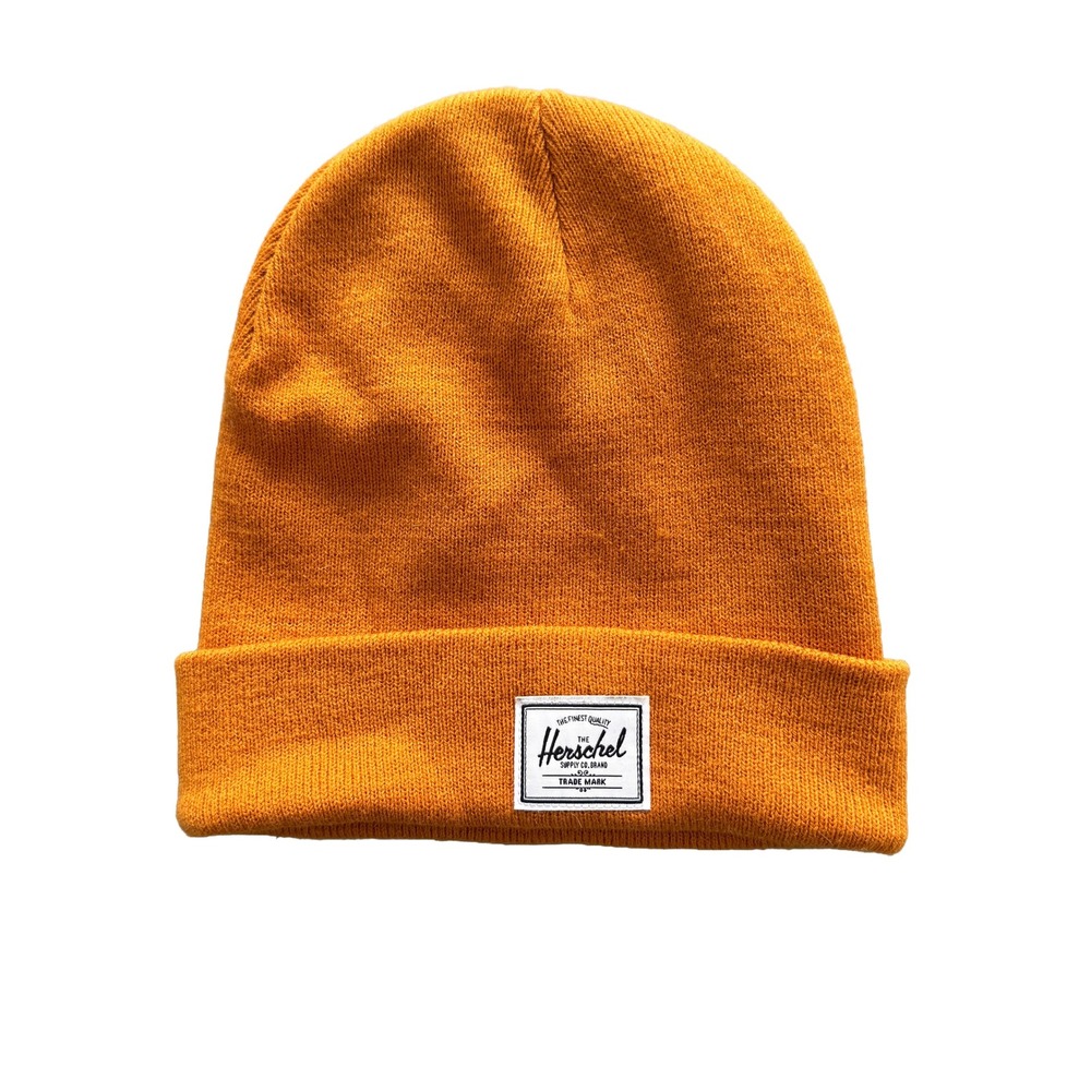 Herschel Supply Co Elmer Beanie Mustard Knit Cuffed Watch Cap Logo Hat